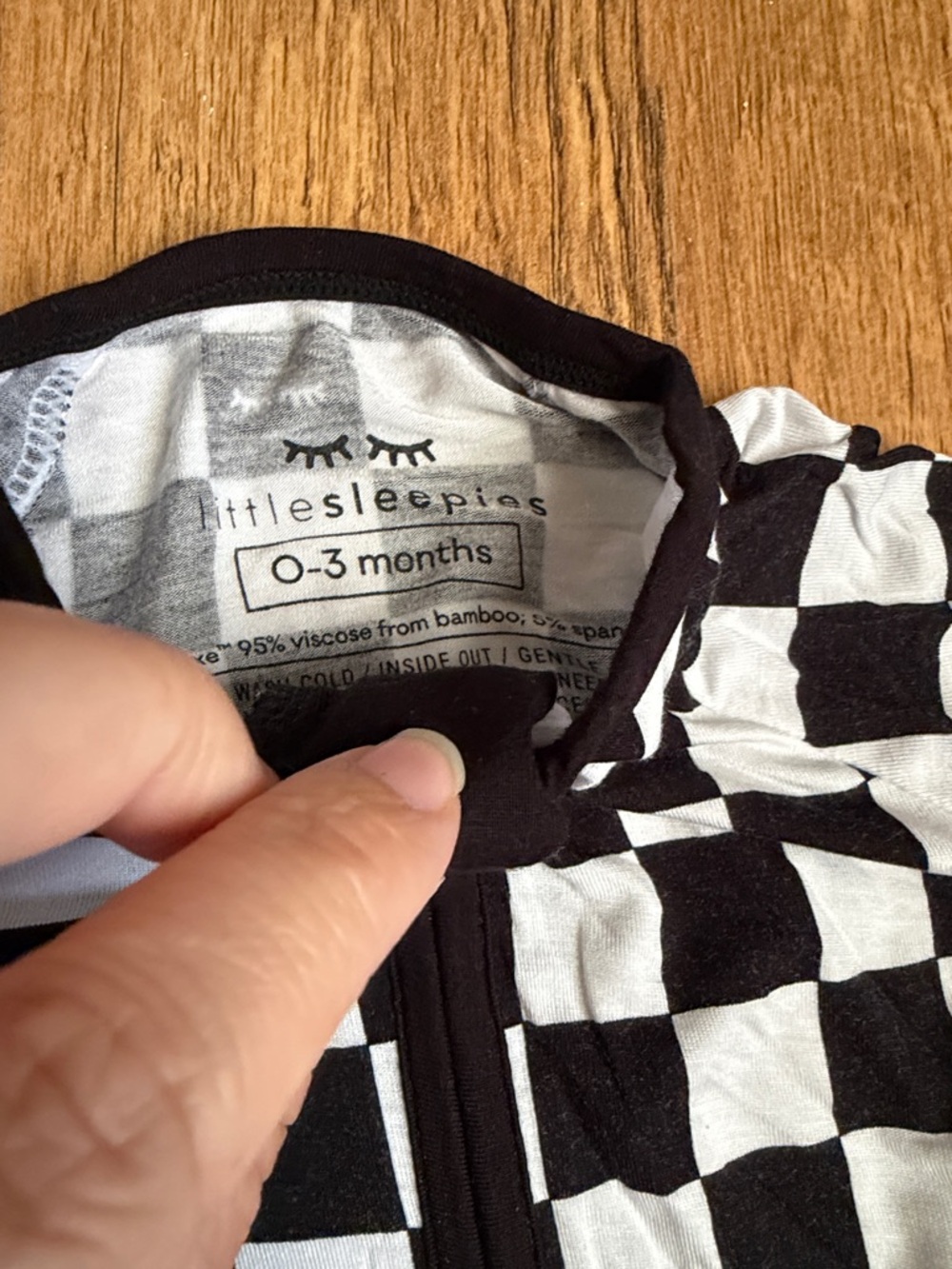 Little Sleepies Black & White Cool Checks Zippy 0-3M - Picture 5 of 7